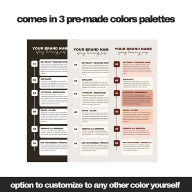 4 Spray Tan Digital Client Care Cards