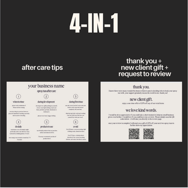 4-IN-1 Spray Tan Client Care Cards