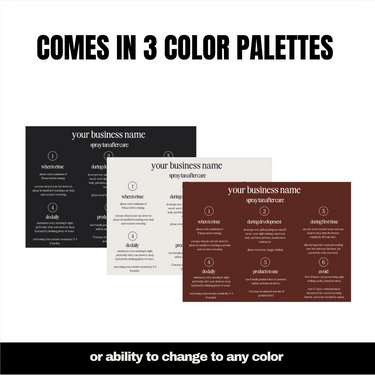 4-IN-1 Spray Tan Client Care Cards