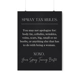 Spray Tan Rules Salon Wall Poster - Wall Decor Wall Print For Spray Tan Salon