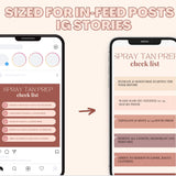 75+ Spray Tan Instagram Posts BUNDLE | VOLUME 1: In Feed Posts + Resized For Stories | Editable Digital Downloads | Canva Templates