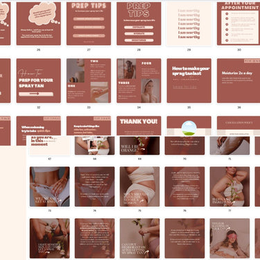 100 Spray Tan Instagram Posts BUNDLE, Volume 2: IG Stories + Resized For In-Feed Posts, Editable Digital Downloads, Canva Templates