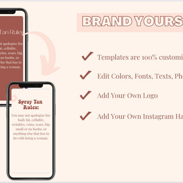 75+ Spray Tan Instagram Posts BUNDLE | VOLUME 1: In Feed Posts + Resized For Stories | Editable Digital Downloads | Canva Templates