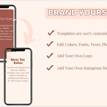 75+ Spray Tan Instagram Posts -VOLUME 1, Editable Social Media Graphics, Canva Templates, Business Marketing, Sunless Artist, Branding