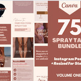 75+ Spray Tan Instagram Posts BUNDLE | VOLUME 1: In Feed Posts + Resized For Stories | Editable Digital Downloads | Canva Templates