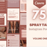 75+ Spray Tan Instagram Posts -VOLUME 1, Editable Social Media Graphics, Canva Templates, Business Marketing, Sunless Artist, Branding