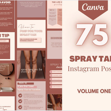 75+ Spray Tan Instagram Posts -VOLUME 1, Editable Social Media Graphics, Canva Templates, Business Marketing, Sunless Artist, Branding