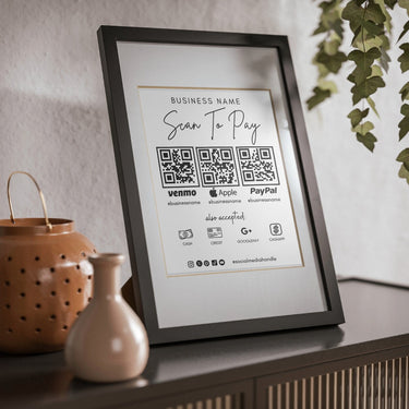Scan To Pay Card, QR Code Sign, Printable Payment Sign, Venmo Payment Card, Editable Canva Template, PayPal Sign for Small Business, Digital