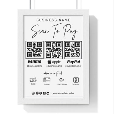 Scan To Pay Card, QR Code Sign, Printable Payment Sign, Venmo Payment Card, Editable Canva Template, PayPal Sign for Small Business, Digital