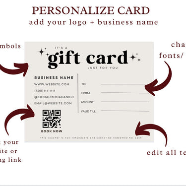 Gift Certificate Templates, Boho Gift Cards For Small Business, Canva Templates, Editable Spray Tan Gift Card, DIY Printable Gift Voucher