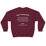 Spray Tanning Rules Crewneck, Size S-5XL, Customize W/ Business Name, Sunless Professional, Spray Tan Clothing, Spray Tan Uniform