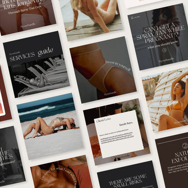 80+ Spray Tan Instagram Posts - VOLUME 3 - Modern and Classic Social Media Graphics, Canva Templates, Business Marketing, Sunless Artist