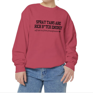 Spray Tans Are Rich B*tch Energy Sweatshirt, Comfort Colors®1566, Spray Tan Artist Crewneck, Gift For Spray Tanning Lady, Sunless Tanning