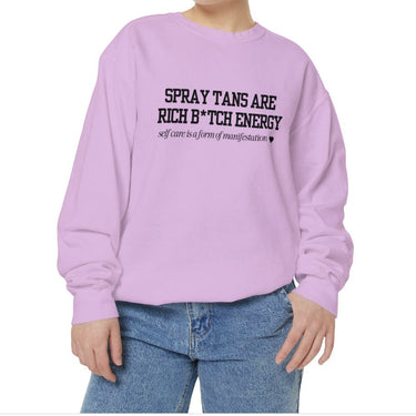 Spray Tans Are Rich B*tch Energy Sweatshirt, Comfort Colors®1566, Spray Tan Artist Crewneck, Gift For Spray Tanning Lady, Sunless Tanning