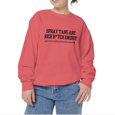 Spray Tans Are Rich B*tch Energy Sweatshirt, Comfort Colors®1566, Spray Tan Artist Crewneck, Gift For Spray Tanning Lady, Sunless Tanning
