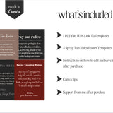 4 Spray Tan Rules Digital Wall Art Prints Canva Templates 2024