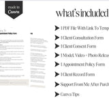 Spray Tan Consultation Forms: Waiver, Consent, Consultation, Client Record Form