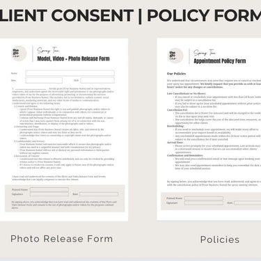 Spray Tan Consultation Forms: Waiver, Consent, Consultation, Client Record Form