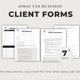 Spray Tan Consultation Forms: Waiver, Consent, Consultation, Client Record Form