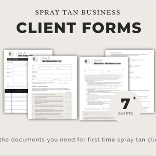 Spray Tan Consultation Forms: Waiver, Consent, Consultation, Client Record Form