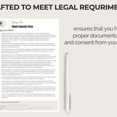 Spray Tan Consultation Forms: Waiver, Consent, Consultation, Client Record Form