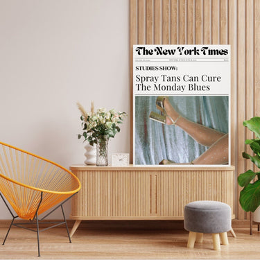 Newspaper Spray Tans Cure The Monday Blues Salon Poster Online