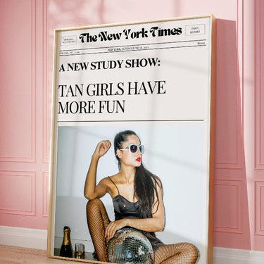 Newspaper Tan Girls Have More Fun Salon Wall Poster 2024