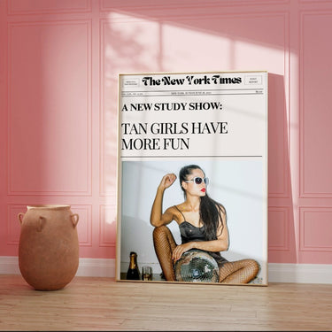 Newspaper Tan Girls Have More Fun Salon Wall Poster 2024