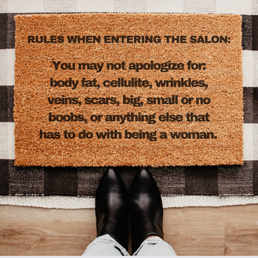 Custom Doormat For Salon: Rules When Entering The Salon perfect for spray tan salon decor