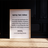 Spray Tan Rules Salon Wall Poster - Wall Decor Print 2024 Online