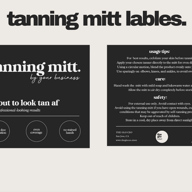 Tanning Mitt Label Templates