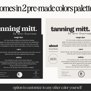 Tanning Mitt Label Templates