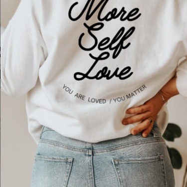 More Self Love Printed Sweatshirt For Women's 2024 - Black/White