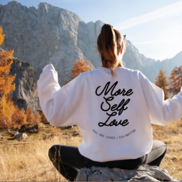 More Self Love Printed Sweatshirt For Women's 2024 - Black/White