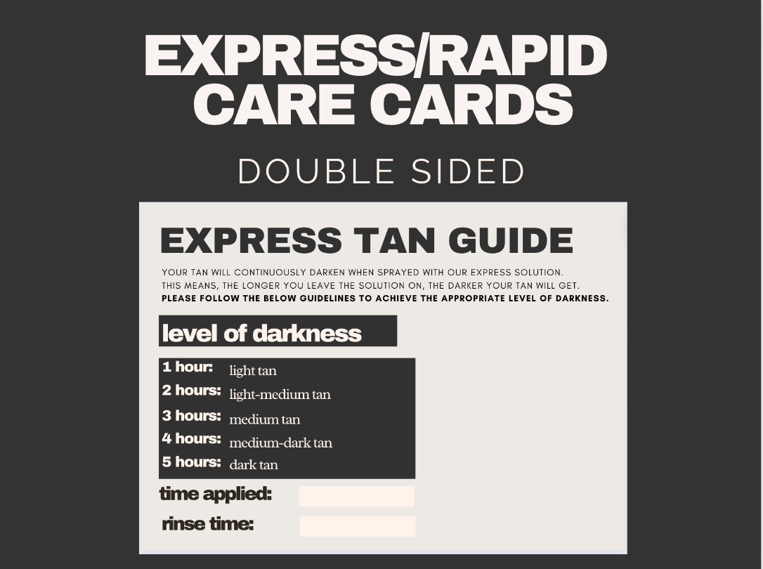 Express Tan Care Card Templates For Canva PDF 2024
