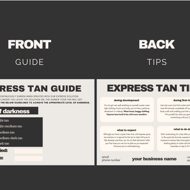 Express Tan Care Card Templates For Canva PDF 2024