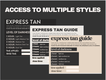 Express Tan Care Card Templates For Canva PDF 2024