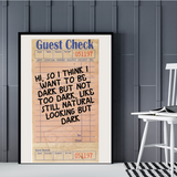 Dark But Not Too Dark Guest Check Wall Poster Online