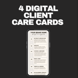 Included template preview: 4 Spray Tan Digital Client Care Cards