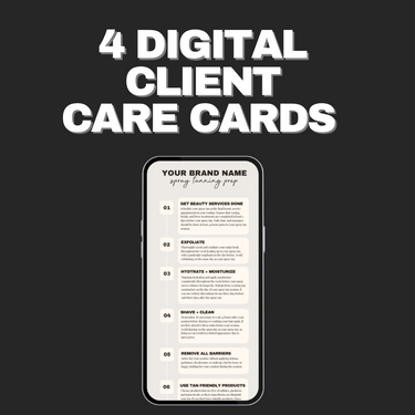 Included template preview: 4 Spray Tan Digital Client Care Cards