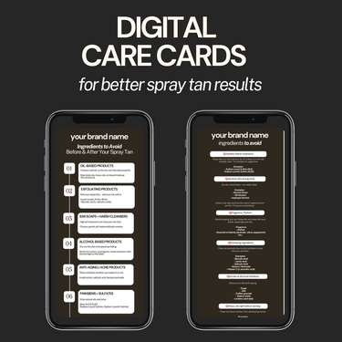 Digital Care Card Template - Ingredients To Avoid Before and After A Spray Tan