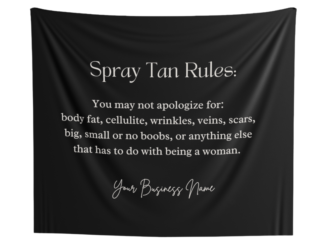 Spray Tan Rules Tapestry For Salon Sunless Salon Decor Spray Tan Accessories Spray Tan Artist Gift 