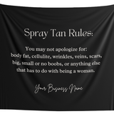 Spray Tan Rules Tapestry For Salon Sunless Salon Decor Spray Tan Accessories Spray Tan Artist Gift 