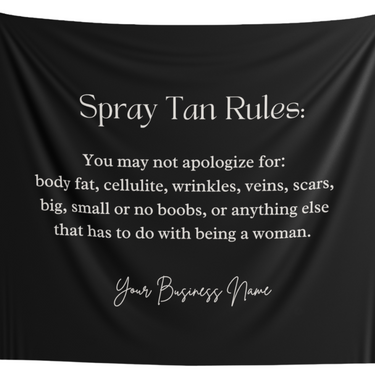 Spray Tan Rules Tapestry For Salon Sunless Salon Decor Spray Tan Accessories Spray Tan Artist Gift 