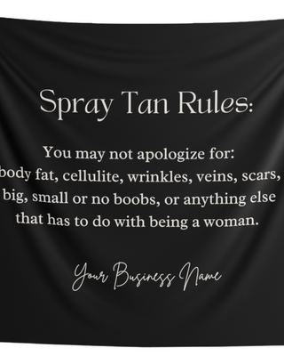 Spray Tan Rules Tapestry For Salon Sunless Salon Decor Spray Tan Accessories Spray Tan Artist Gift 