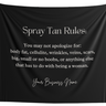 Spray Tan Rules Tapestry For Salon Sunless Salon Decor Spray Tan Accessories Spray Tan Artist Gift 