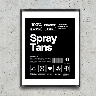 spray tan label poster for spray tan wall  art