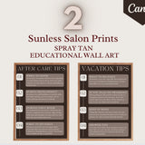 Included template preview: 2 Spray Tan Educational Wall Art Digital Prints : Spray Tan After Care + Vacation Tips Poster