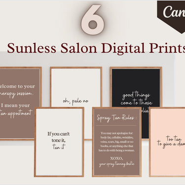 6 Digital Wall Art Prints - Wall Decor Self Care Canva Templates