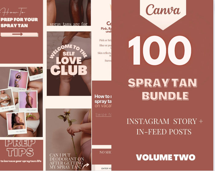 Volume 2: 100 Spray Tan Instagram Posts BUNDLE - IG Stories + Resized For In-Feed Posts